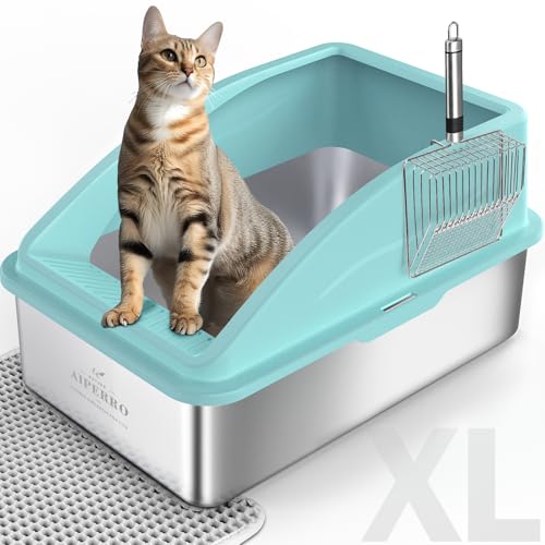Stainless Steel Litter Box (Turquoise / X-Large)