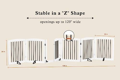 Freestanding Pet Gates with Walk Through Door (6 Panel 24" / White & Black)