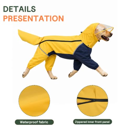Full Body Dog Raincoat with Detachable Hood (Bright Yellow / X-Large)