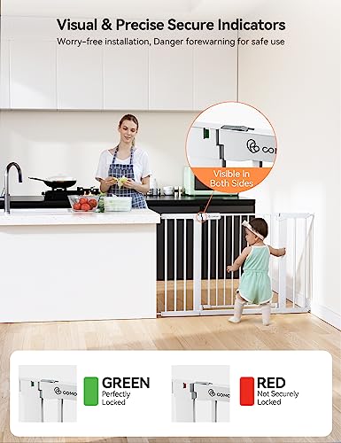 30" Tall Baby Gate for Stairs Doorways (30"Tall 46"Wide / White)