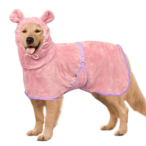 Dog Bathrobe Super Absorbent Towel Robe (Pink / XX-Large)
