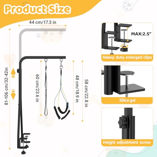 42" H Adjustable Height Dog Grooming Arm with double Clamp (42" Height)
