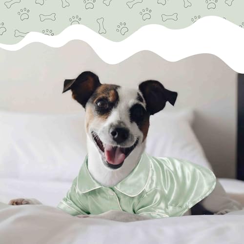 Dog Silk Pajamas Shirt Puppy Satin Pjs for Small Dog (M / Sage Green)