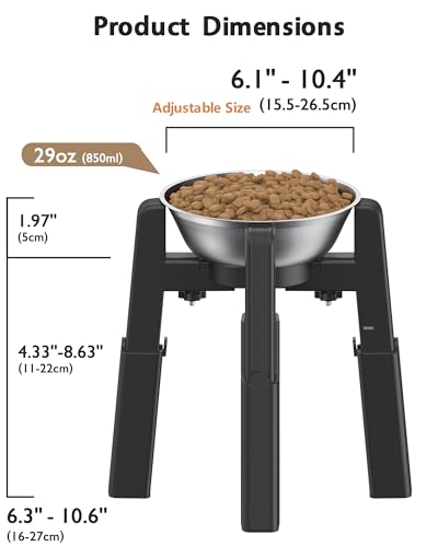 Elevated Dog Bowl (H: 6.3-10.6''; W: 6.1-10.4'')