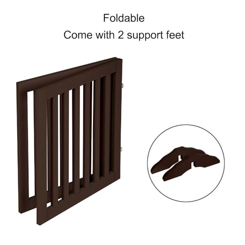 24”H Free Standing Pet Gate for Dog Cat (Espresso / 40"W×24"H)