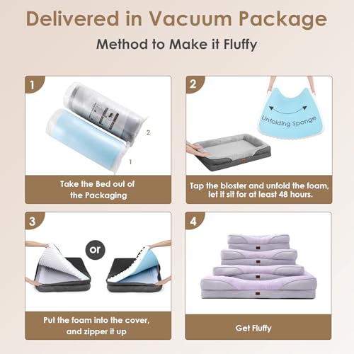 Orthopedic Dog Bed for Medium Dog (Purple / 35x22x6.5)