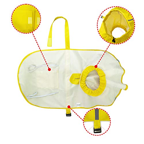 Large Dog Raincoat Adjustable Pet Waterproof Clothes Lightweight Rain Jacket Poncho Hoodies with Strip Reflective (Yellow / XXL)