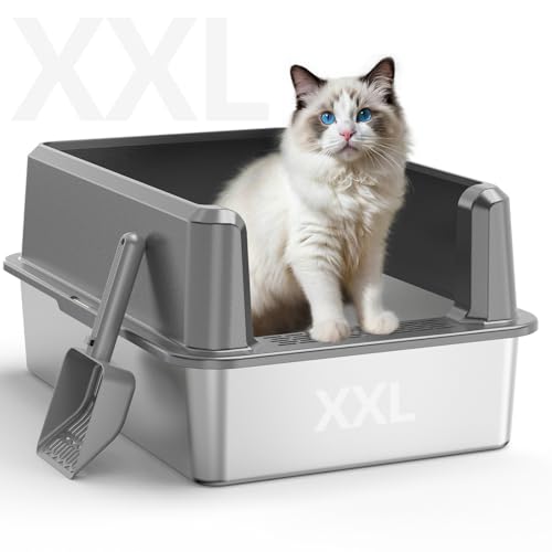 Stainless Steel Cat Litter Box (3 - Light Gray (Pack of 1))