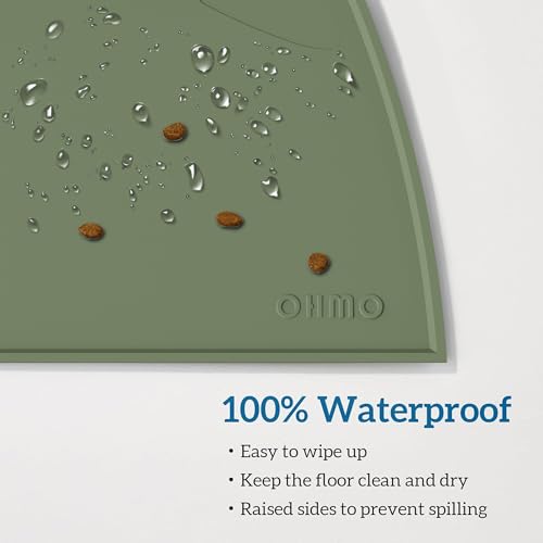 Cat Food Mat Silicone Pet Feeding Mat (20"L x 12"W / Camouflage Green)