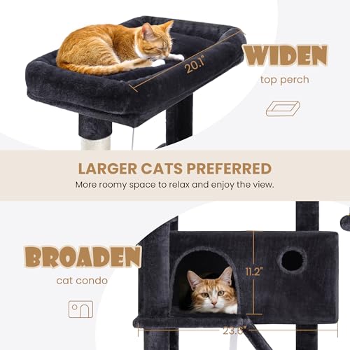 81in Multi Level Tall Cat Tree Tower for Indoor Kitties (Dark Grey)