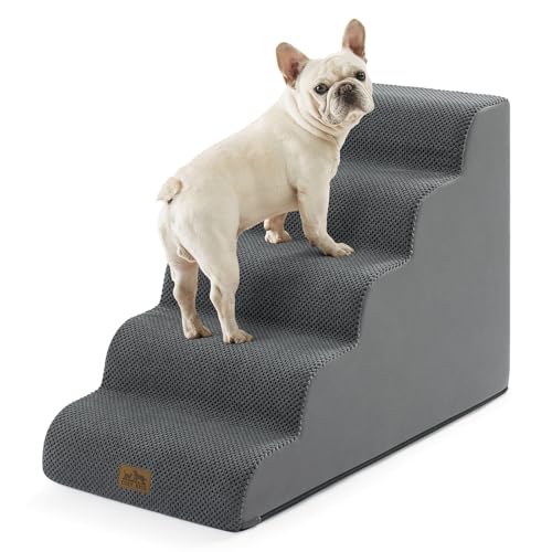 Wide Dog Stair for Small Dog 22.6" H (Dark Grey / Wide:17.7"x33"x22.6")