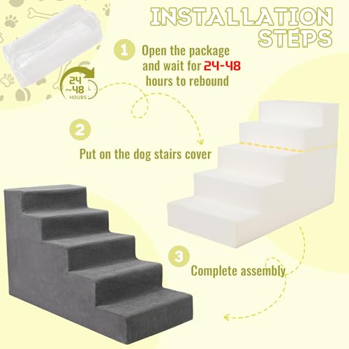 Dog Stairs for Small Dog and Cats (grey / 16.5" x 34" x 23")
