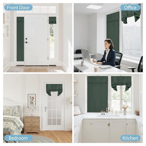 Blackout Curtain Privacy Window Drape for Living Room Bedroom Door (Dark Green / 36"W x 80"L (Pack of 1))