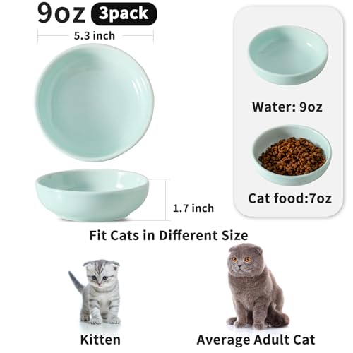 5.3 in Ceramic Cat Dishes (Light Blue)