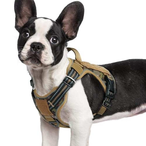 Tactical Dog Harness for Small Dogs (S(Chest:16.1"-31.5",Neck:15.4"-21.6",Back:7.1") / Desert Camo)