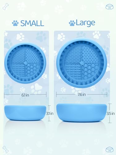 Dog Lick Bowl with Brush and Scraper (Light Blue / Small)