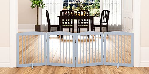 Freestanding Pet Gate for Dogs (24" Height-4 Panel / Gray)