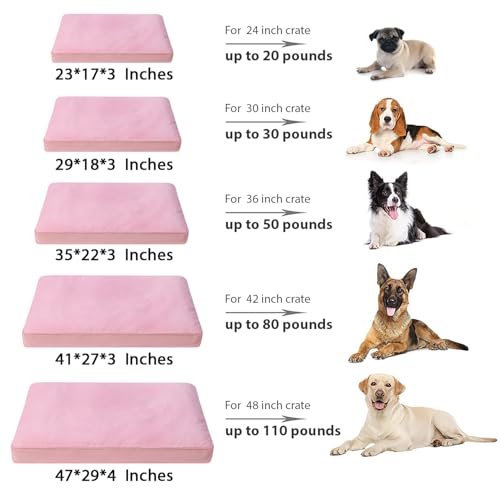 Waterproof XL Extra Large Dog Crate Bed with Washable Cover (41.0"L x 27.0"W x 3.0"Th / Pink)