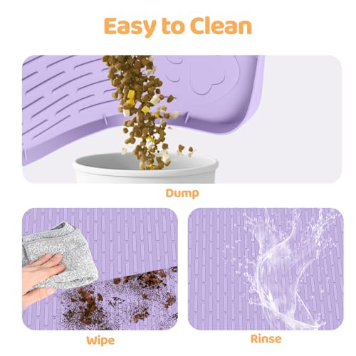 Dog Food Mat 40''x28'' Extra Large Dog Mat for Food and Water (40"L x 28"W / Purple)