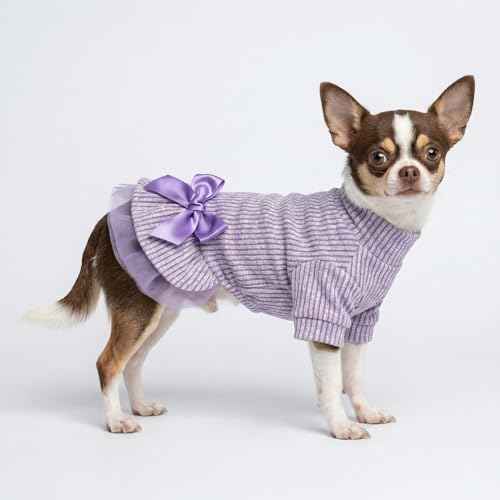 Collared Neck Tulle Dog Dress (Small / Purple)