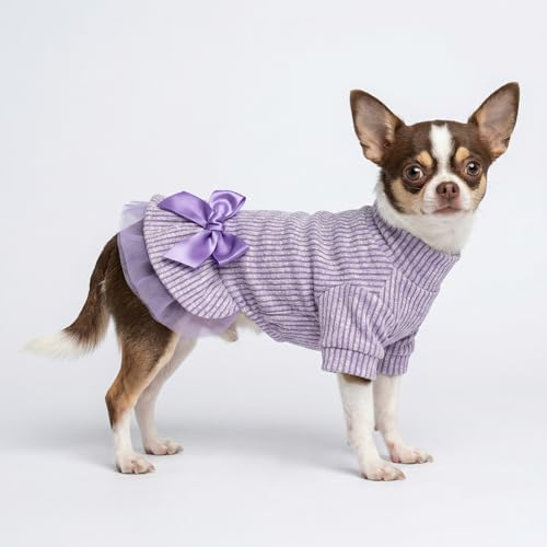 Collared Neck Tulle Dog Dress (X-Small / Purple)