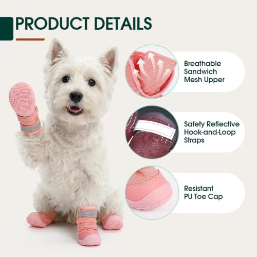 Dog Shoes Non (Pink / 1#(Paw Width:1.18"))