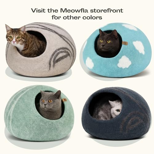 Cat Cave Merino Wool Bed for Indoor Cats (Nap Blue / Medium)
