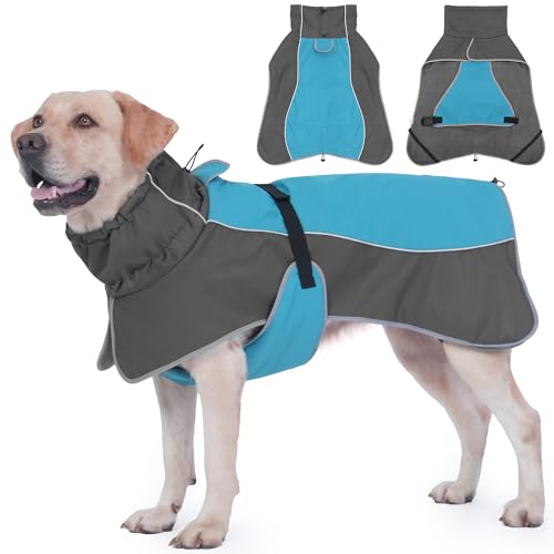 Dog Raincoat Waterproof Dog Coat with Polar Fleece Lining (Blue / Small)