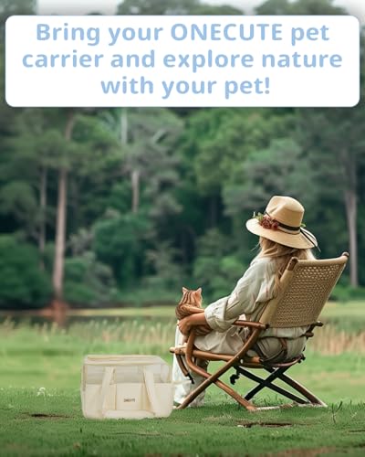 Dog Purse Carrier for Small Dogs Rabbit cat with Large Pockets (Beige Mesh / 13.6"L x 6.5"W x 10.0"H)
