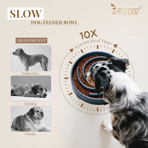 Slow Feeder Dogs Bowl for Large Medium Dogs (Large / G-Ink Blue)