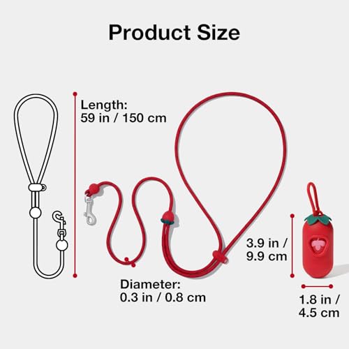 Crossbody Hands Free Dog Leash (Strawberry Red)