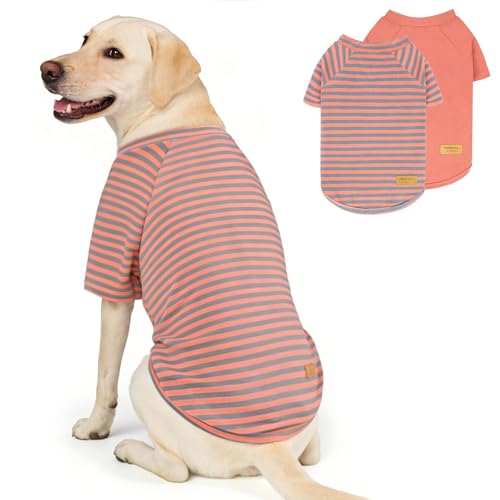 2Pack Dog Sweater with Sleeves Fleece Shirt for Large Dogs (2XL (50-75lbs) / 03# 2Pack(Orange+Stripe))