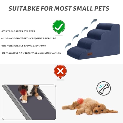 Dog Steps for Bed or Couch (Blue / Standard 4-Step 17.4"H)