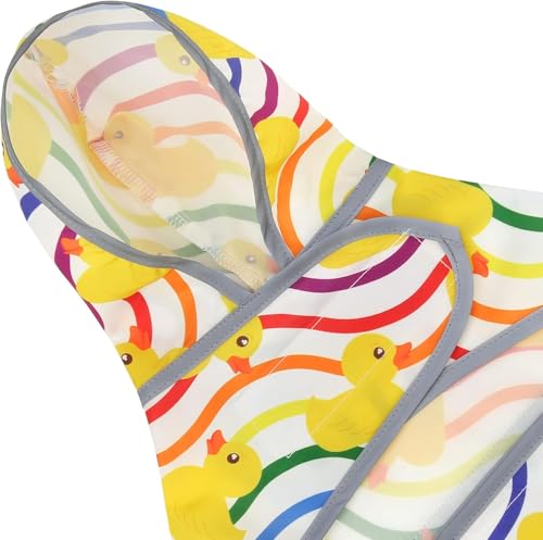 Dog Raincoat Waterproof Dog Rain Jacket with Hood (Rainbow Ducks / X-Small)