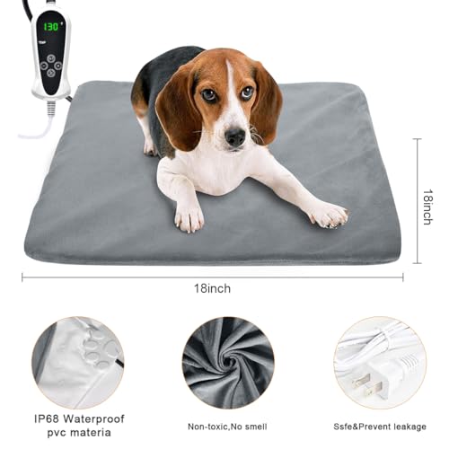 Pet Heating Pad (Medium: 18"x 18" / Grey)