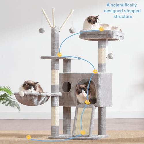 Cat Tree Tower with Removable Toys (41.3 Inches / Light Gray)