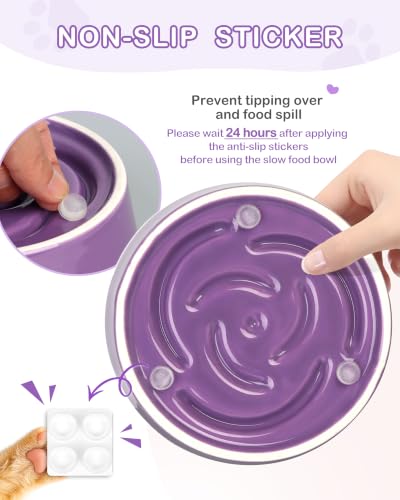 Ceramic Slow Feeder Dog Bowls Small Breed (S-0.6 Cups / 03-Purple)