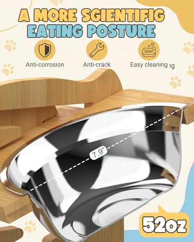 Elevated Dog Bowls (6.8″-13.4″For Medium and Large Dogs / Bamboo)