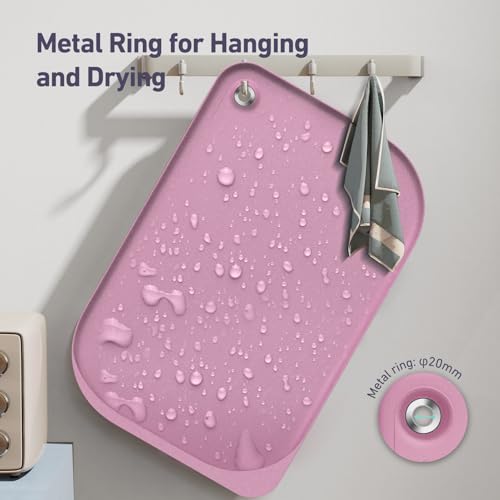 Silicone Pet Feeding Mat with Metal Ring (Pink / 23"L x 15"W)