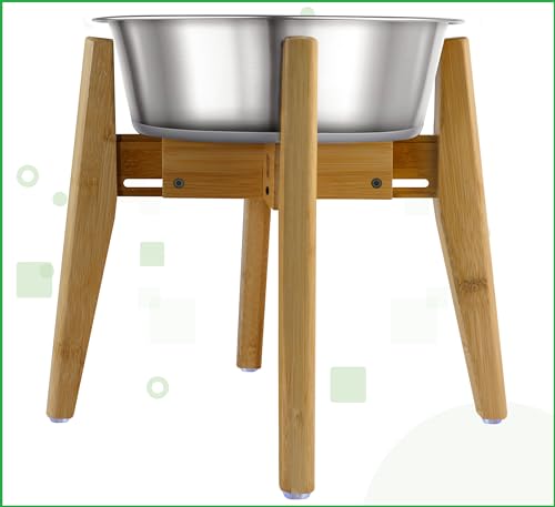 Dog Bowl Stand for Mid (Height: 12" / Width: Adj. 7"-10" / Bamboo-BM)