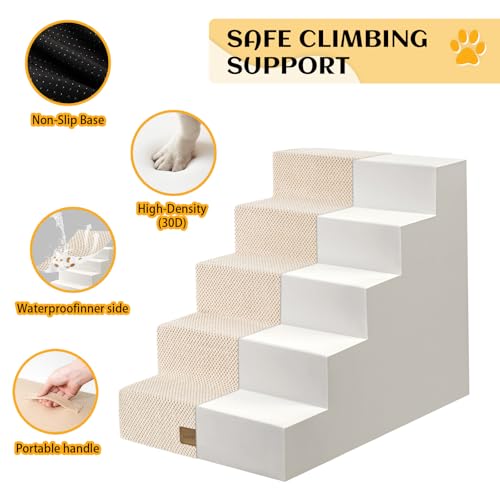 Dog Stairs for Small Dogs (Beige / 17.7x30x23.6 inch)