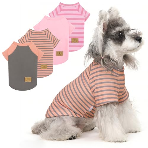 4 Pack Dog Sweaters Comfy Dog Clothes with Sleeves Puppy Shirts Pullover Pet Sweatshirt for Small Medium Large Dogs Boy Girl Doggy Outfits Cat Apparel (Small / Orange, Grey)