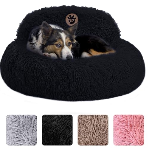 PetJett Calming Dog Bed Medium Size Dog (Black / Medium - 30”L x 30”W x 8”Th)