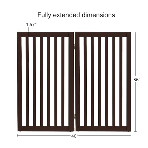 36”H Free Standing Pet Gate for Dog Cat (Espresso / 40"W×36"H)
