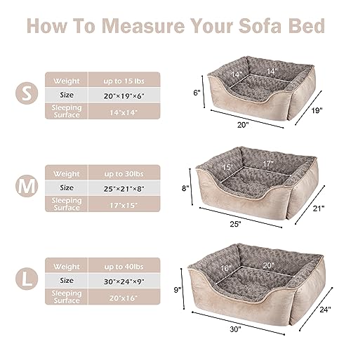 Rectangle Dog Bed for Large Medium Small Dogs (Beige / L(30"x 24"x 9"))