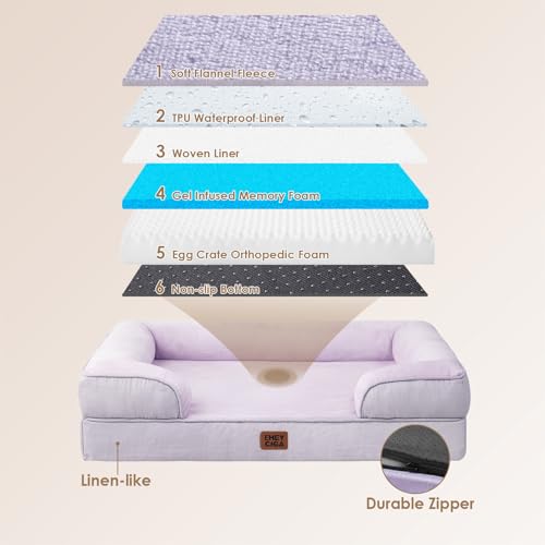 Orthopedic Extra Large Dog Bed (Lilac / 44.0"l X 32.0"w X 6.5"th)