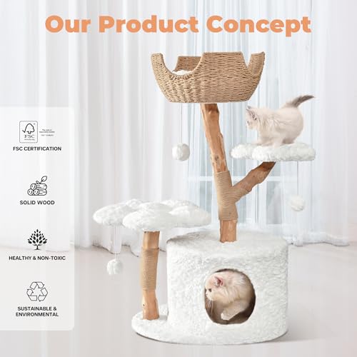 Modern Cat Tree (White / 40.5'')