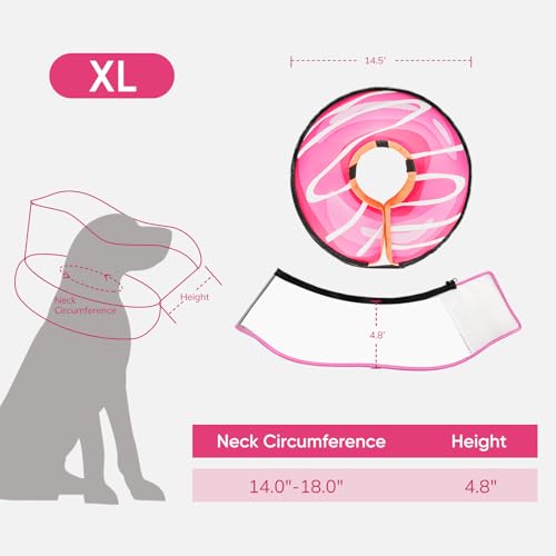 Raised Inflatable Dog Cone After Surgery (DonutPink / XL（(Neck 14"-18")）)