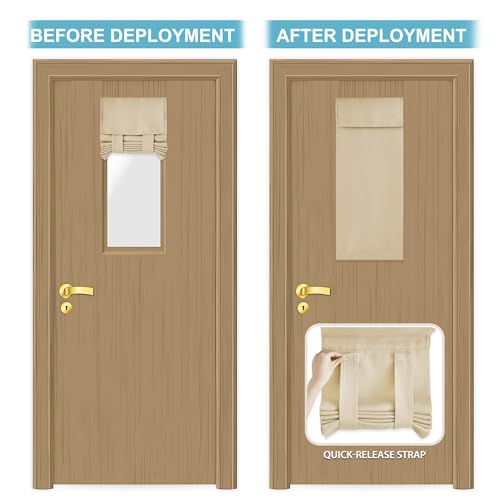Classroom Door Window Cover Lockdown Shades Blackout (Biscotti Beige / 12"W x 30"L (Pack of 1))