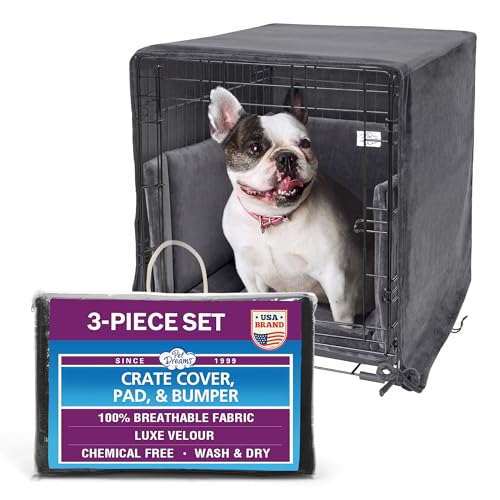 3 Piece Set Includes Dog Crate Cover (Graphite Grey / 24-Inch)